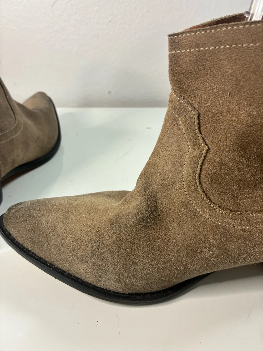 One by One Teaspoon 40EU 9US Distressed Suede Taupe Ankle Booties Boho Western